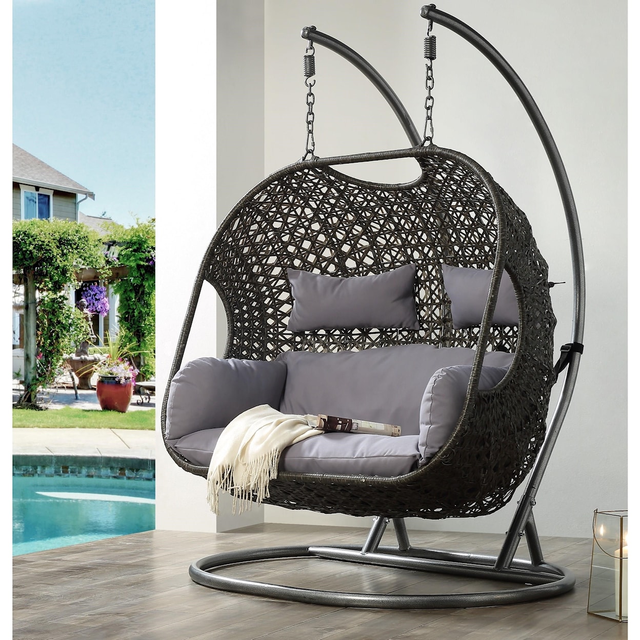 Acme Furniture Vasant Patio Swing Chair with Stand