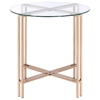 Glam End Table with Glass Top