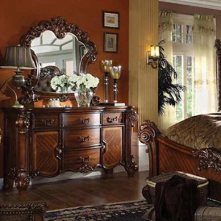 Dresser and Mirror Set