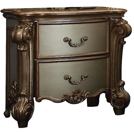 2 Drawer Nightstand with Carved Details