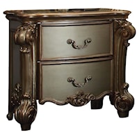 2 Drawer Nightstand with Carved Details