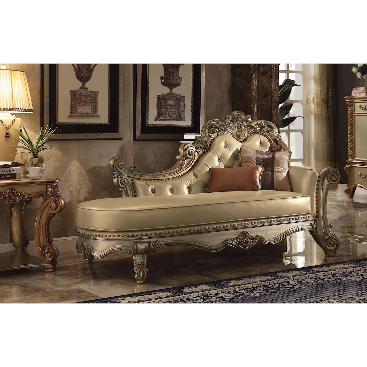 Acme Furniture Vendome Chaise w/2 Pillows