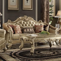Traditional Tufted Back Sofa with 5 Pillows