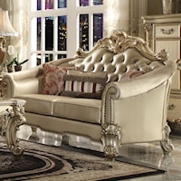 Traditional Tufted Back Loveseat with 3 Pillows