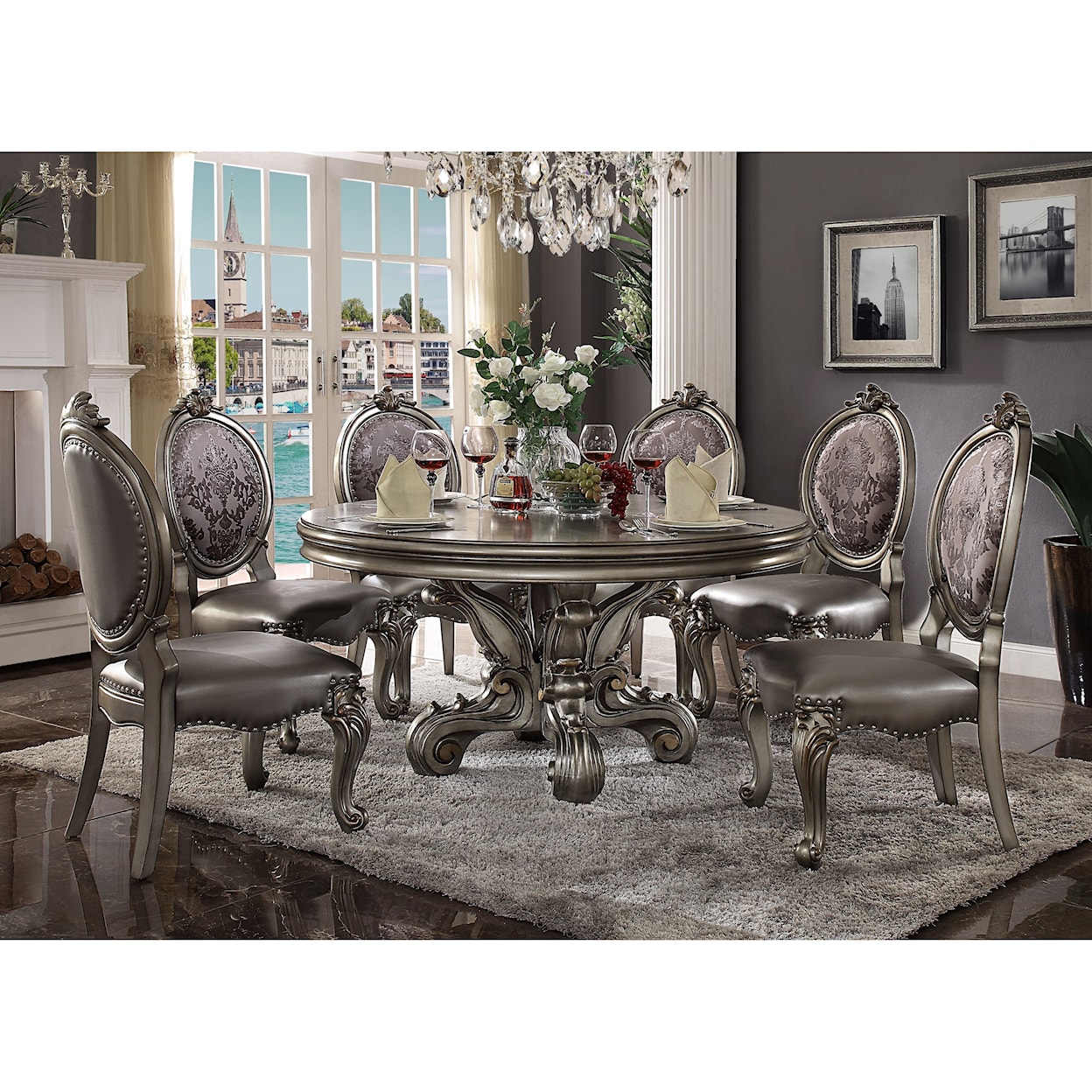 Acme Furniture Versailles Dining Table (Round Pedestal)