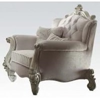 French Provincial Ivory Chair w/Tufted Rolled Arm