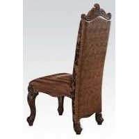 French Provincial Cherry Oak Dining Side Chair Wood w/Leather Back