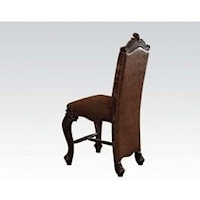 French Provincial Cherry Oak Counter Height Chair w/Leather Back