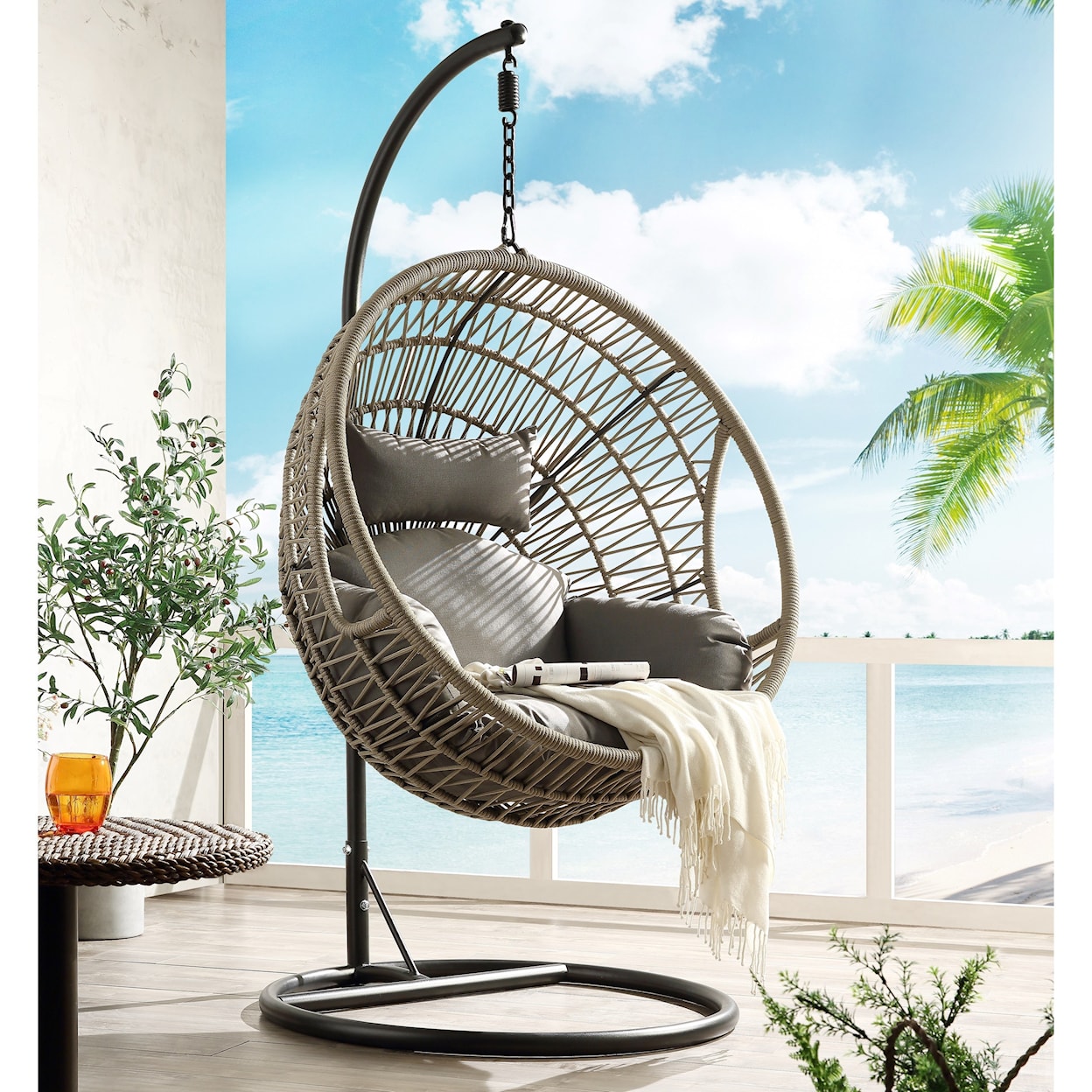 Acme Furniture Vasant Patio Swing Chair with Stand