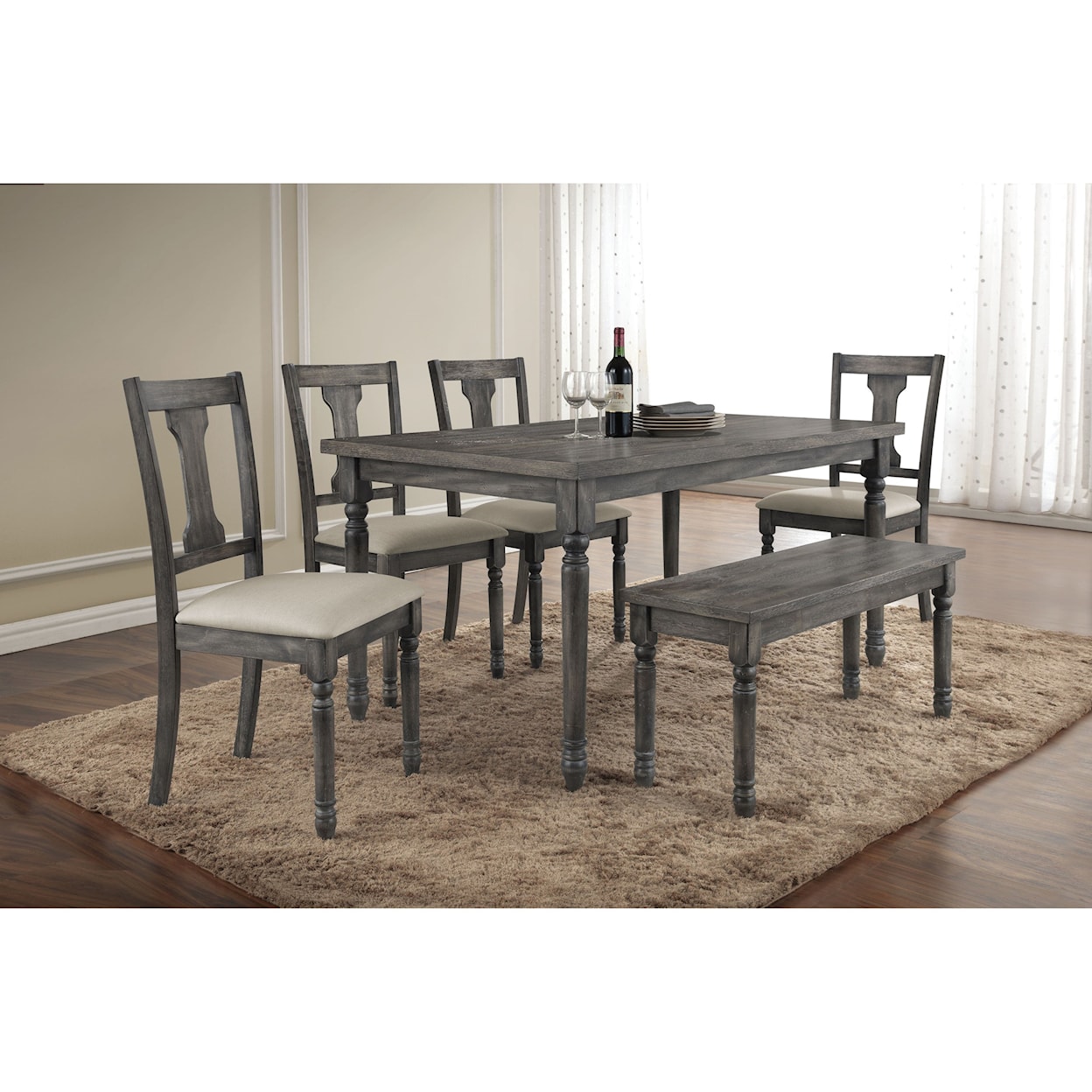Acme Furniture Wallace Dining Table Set with Bench
