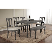 Transitional Dining Table Set with Bench