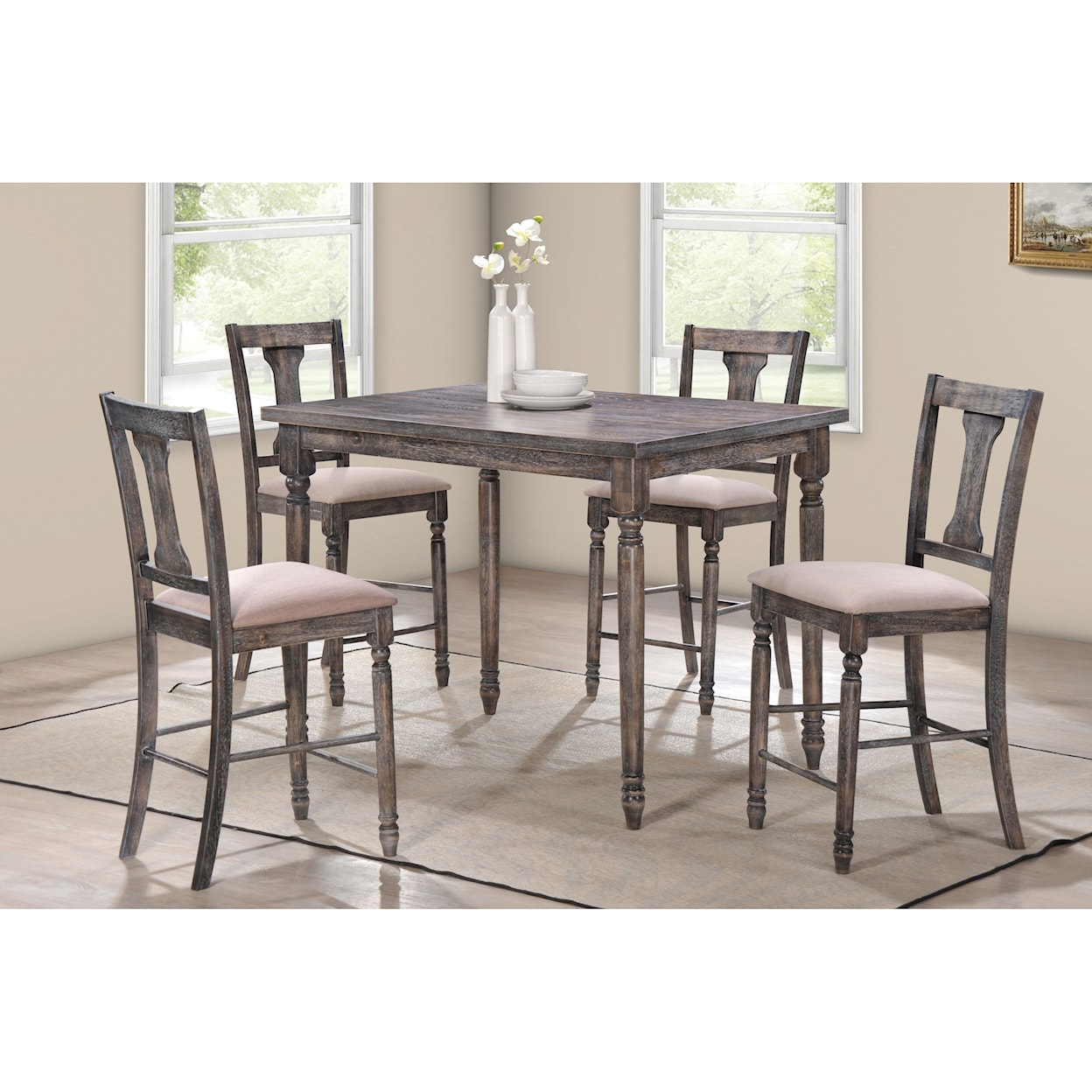 Acme Furniture Wallace Counter Height Dining Set with 4 Chairs