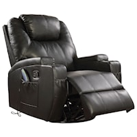 Casual Faux Leather Swivel Rocker Recliner with Massage & Cup Holders