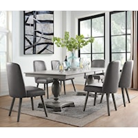 Transitional 7-Piece Table and Chair Set with 2 18" Leaves