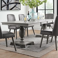 Transitional Dining Table with Double Turned Pedestal Base