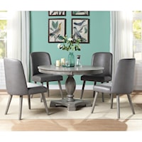 Transitional 5-Piece Round Table and Upholstered Chair Set