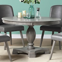 Transitional Round Dining Table with Turned Pedestal Base