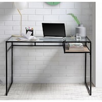 Industrial Desk with Clear Glass Top
