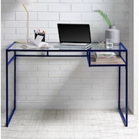 Industrial Desk with Clear Glass Top