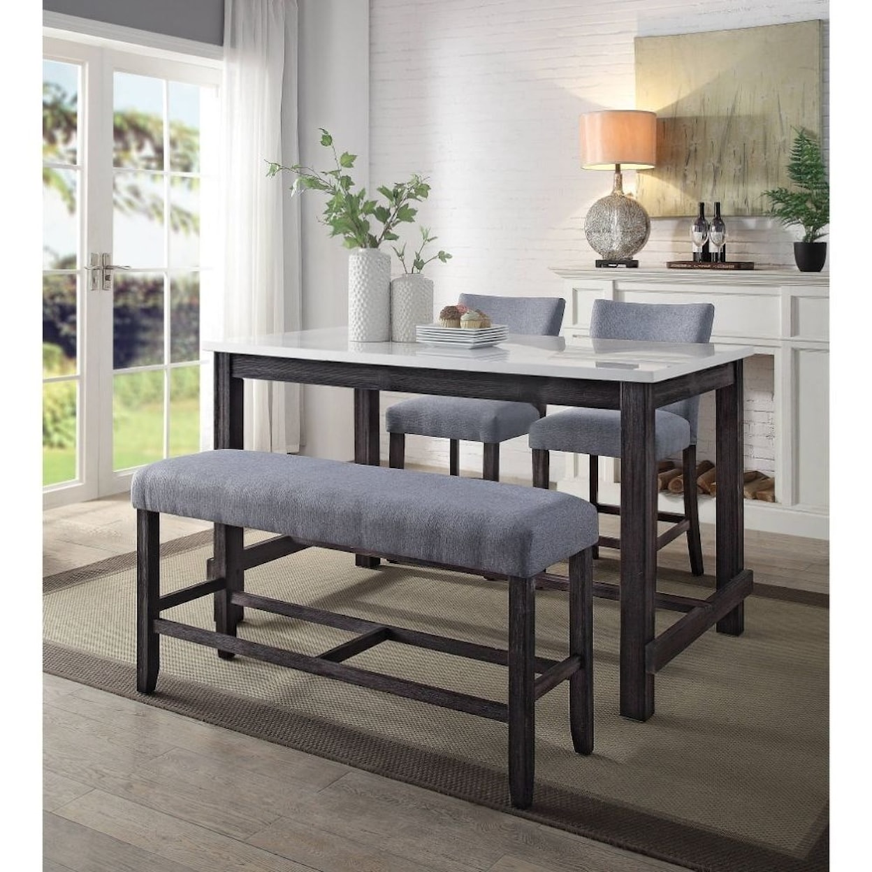 Acme Furniture Yelena Table & Chair Set with Bench