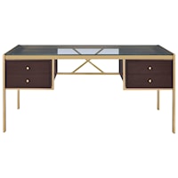Contemporary 4-Drawer Desk with Glass Top