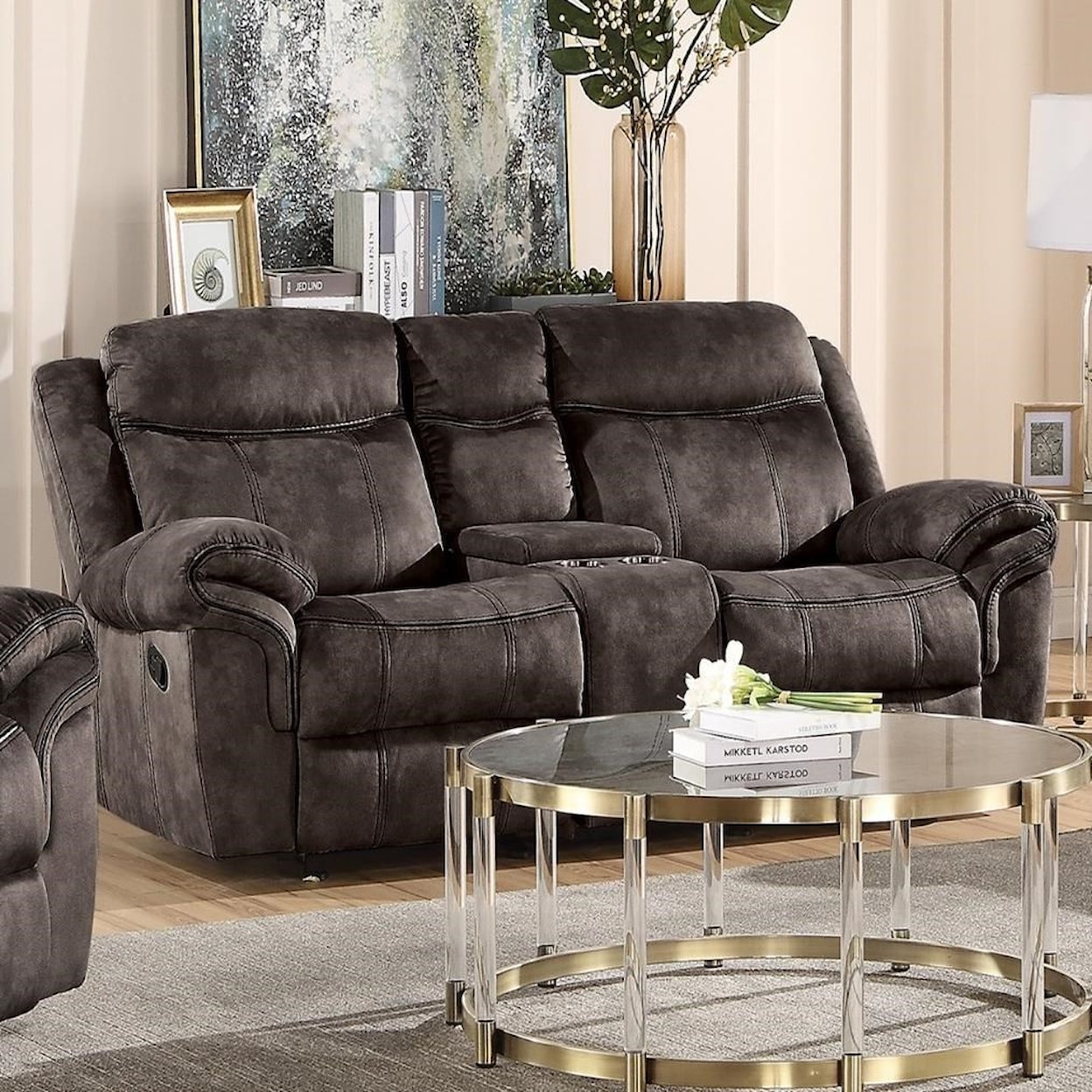 Acme Furniture Zubaida Reclining Glider Loveseat w/Console