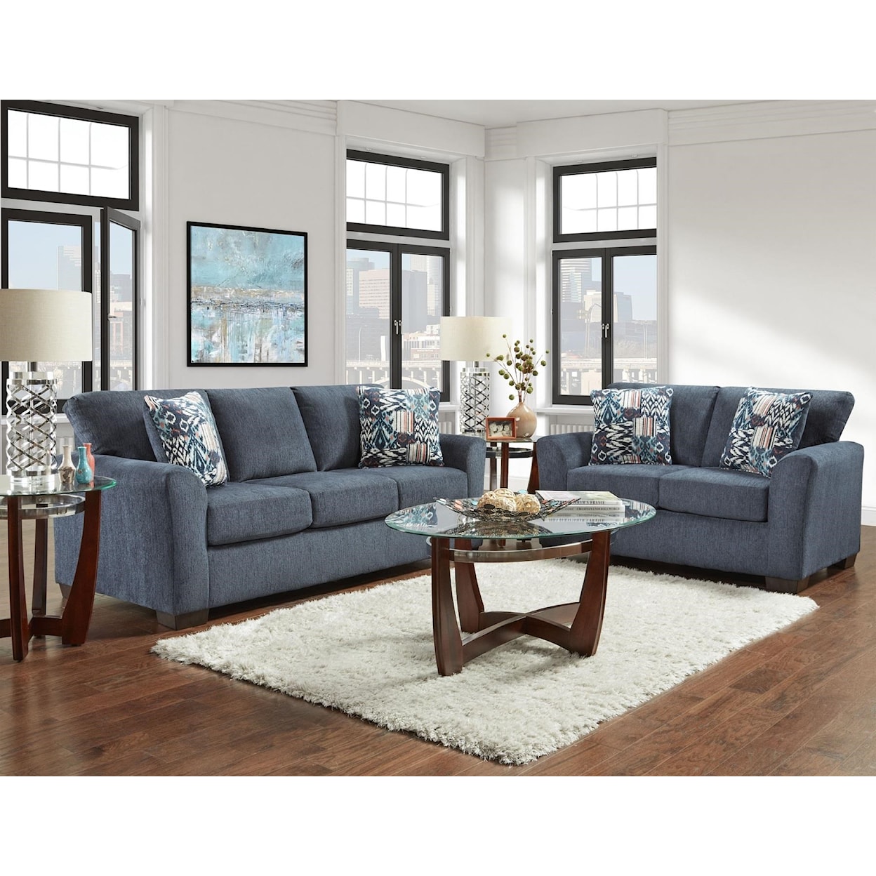 Affordable Furniture 3333 3332 Navy Loveseat
