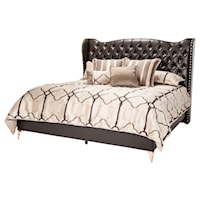 Queen Size Upholstered Bed with Gem Tufting