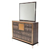 Michael Amini Hollywood Loft Upholstered Dresser and Rectangle Mirror