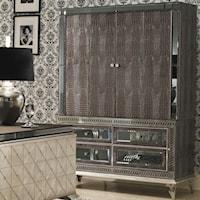 Upholstered Media Cabinet w/ 4 Drawers