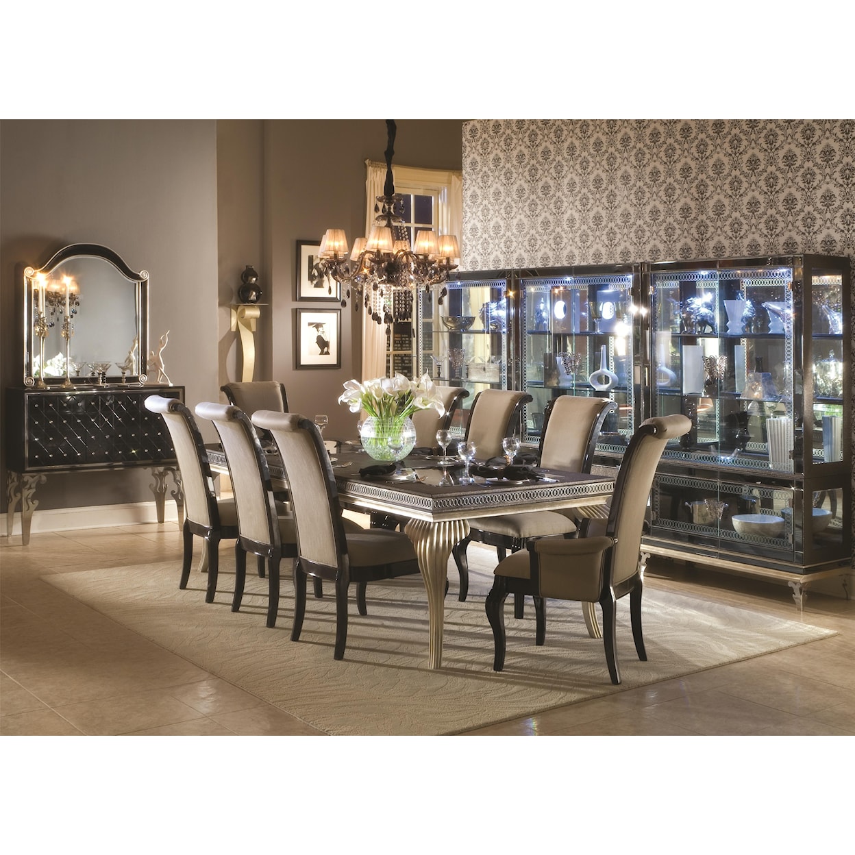 Michael Amini Hollywood Swank Leg Dining Table