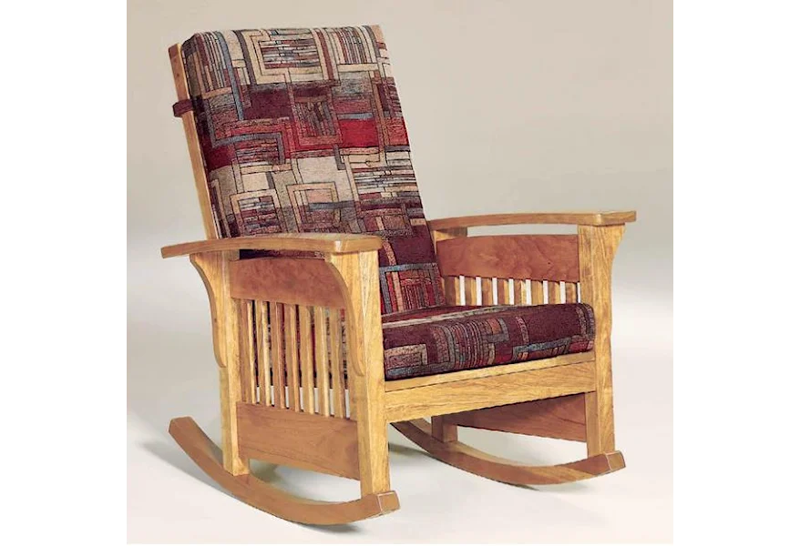 Amish Upholstery Bow Arm Rocking Chair by AJ's Furniture at Virginia Furniture Market