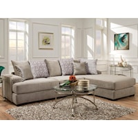 Casual Sectional Sofa with Chaise and Nailhead Trim