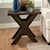 Albany 128 Distressed Walnut Square End Table with X-Shaped Base