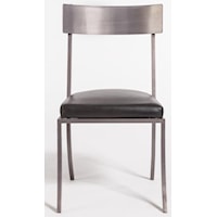 Metal Dining Chair with Leather Seat