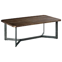 Contemporary Rectangular Cocktail Table with Metal Base
