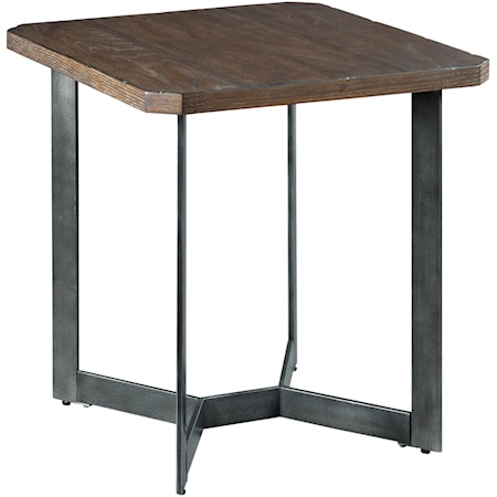 Contemporary Rectangular End Table with Metal Base