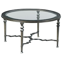 Metal Round Cocktail Table with Glass Top