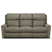 Casual Power Reclining Sofa with Nailheads, Power Headrests, USB Ports
