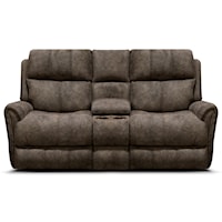 Power Reclining Console Loveseat with Nailheads, Power Headrests, USB Ports
