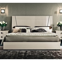 California King Low Profile Bed with Wood Headboard
