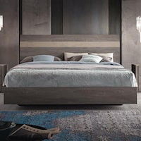 Contemporary Queen Platform Bed with Two-Tone Headboard