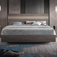 Contemporary King Platform Bed with Two-Tone Headboard