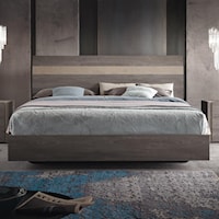 Contemporary Cal King Platform Bed with Two-Tone Headboard