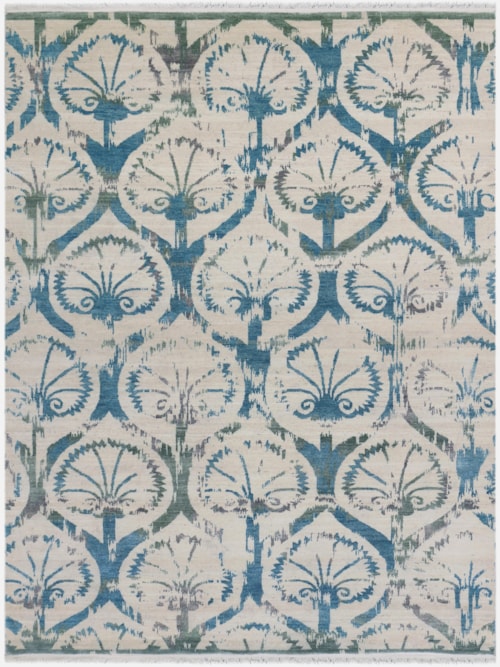 Blue Ivory Modern Hand Knotted (Available in Multiple Sizes)