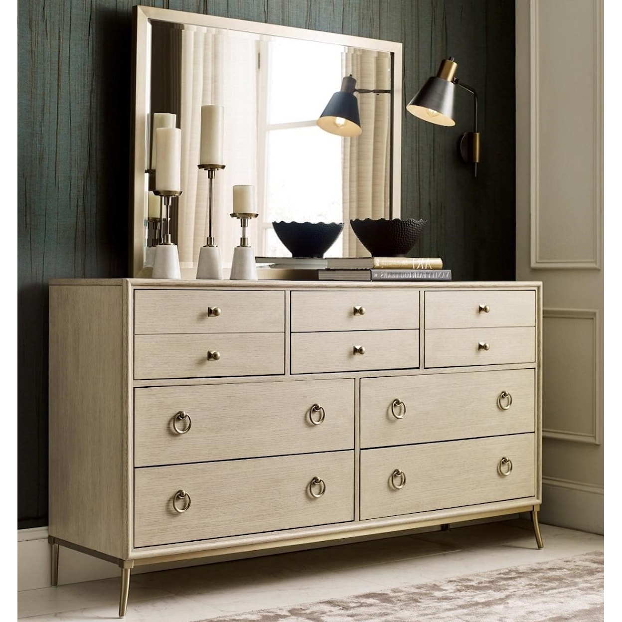 American Drew Lenox Dresser + Mirror Set