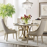 5-Piece Round Dining Table Set with Plaza Table and Chalon Upholstered Chairs