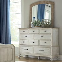 Cotswold Ten Drawer Dresser and Mirror Set with Removable Jewelry Tray