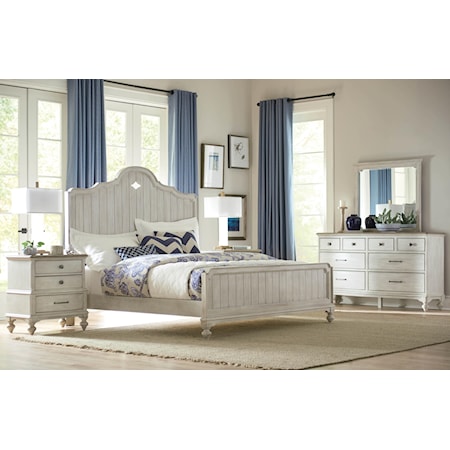 Queen Bed, Nightstand, Dresser and Mirror