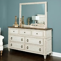 7 Drawer Dresser and Mirror with Wood Frame